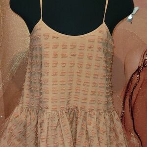 Tibi Peach Textured Short Sleeve Top